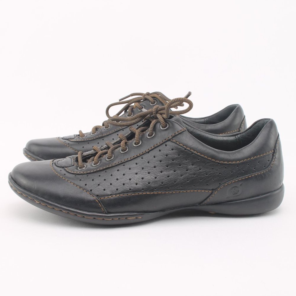 Born Black Perforated Leather Lace-Up Casual Oxford Sneakers Women's 6 NWT - Picture 7 of 15
